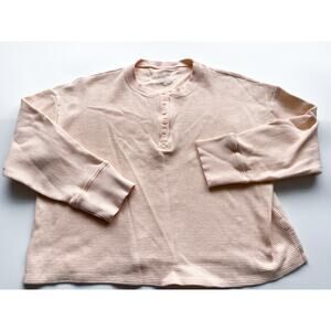 Haven Well Within Organic Cotton Waffle Knit Henley Peach Lounge Top Size XL
